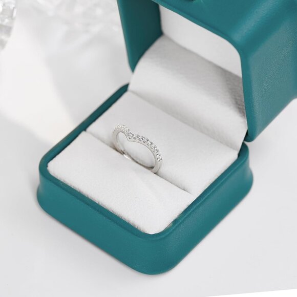 🆕Women Silver Lab Created Diamond Rings Stackable Moissanite Real Wedding Band - Picture 6 of 9